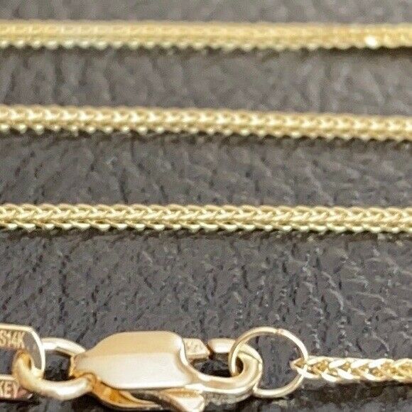14k Solid Yellow Real Gold 0.9 mm Square Wheat Chain Necklace 16"-18" Adjustable