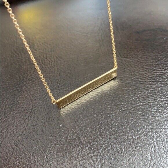 Fine Silver Yellow Gold Minimalist Horizontal Bar Geometric Diamond Necklace