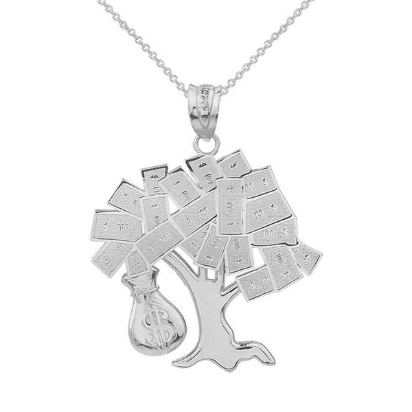 10K Solid Gold Hip Hop Money Tree Money Bag Pendant Necklace
