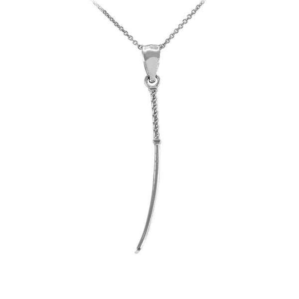 Sterling Silver Katana Japanese Samurai Sword Martial Art Pendant Necklace Short