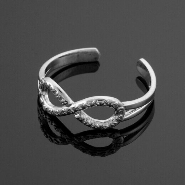 925 Sterling Silver Infinity Hearts Toe Ring - Adjustable - Knuckle, Thumb Ring