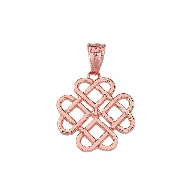 10k or 14k Solid Gold Woven Celtic Hearts Openwork  Pendant Necklace