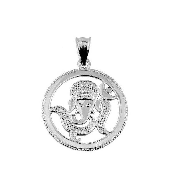 10K Solid Gold Hindu Lord Ganesha Pendant Necklace - Yellow, Rose, or White Gold