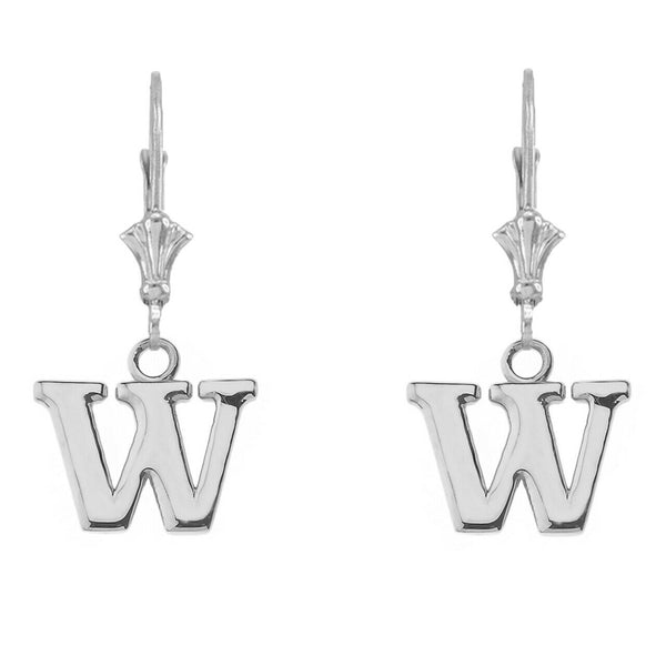 Sterling Silver Initial Earrings B,D,P,G,W,E,V,J,N,M,S,T Made in USA Any Letter