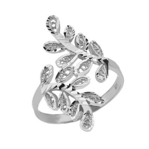 Fine Sterling Silver Diamond Cut Filigree Curved Laurel Wreath Ring Any Size