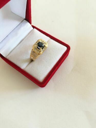 NWOT 14K Yellow gold Sapphire and diamonds Ring Size 7 Unisex