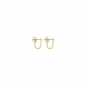 14K Solid Gold Mini Double Front To Back Dainty Stud Earrings -Minimalist
