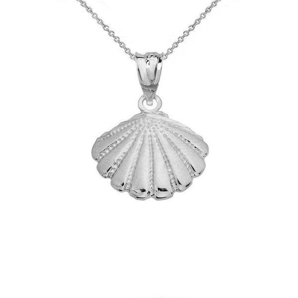 925 Sterling Silver Seashell Cockle Sea Shell Charm Pendant Necklace