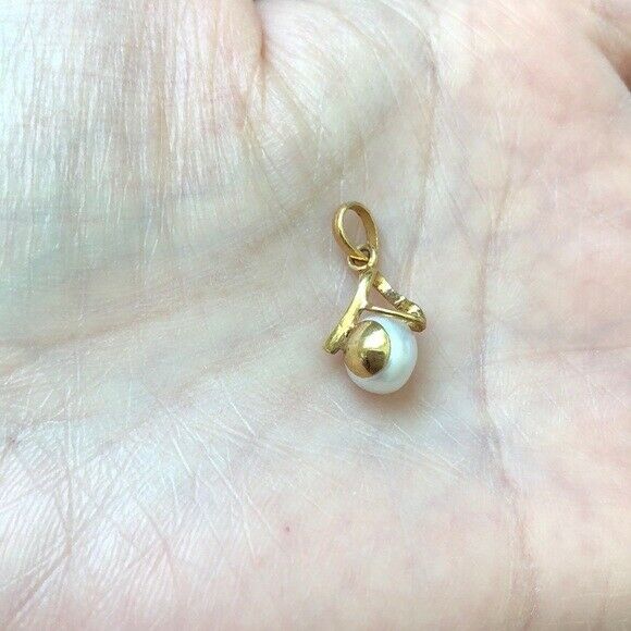 14K Solid Gold Mini Pearl Pendant Dainty Necklace - Minimalist 16"-18"