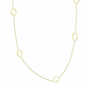 14K Solid Gold 6 pieces Geometric Station Necklace - 16"-18" adjustable