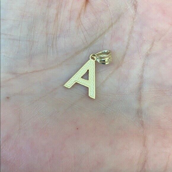 10k Solid Yellow Gold Small Milgrain Initial Letter A Pendant Necklace