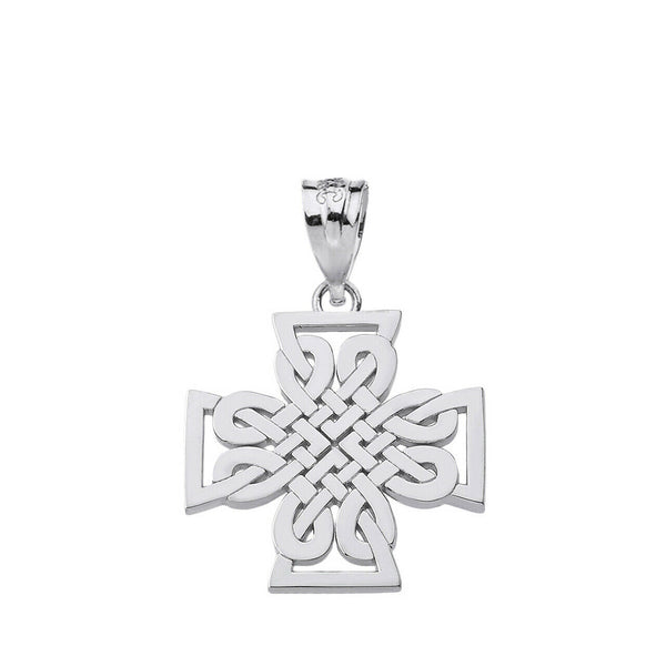 10K Solid Gold Religious Woven Celtic Knot Cross Unique Style Pendant Necklace