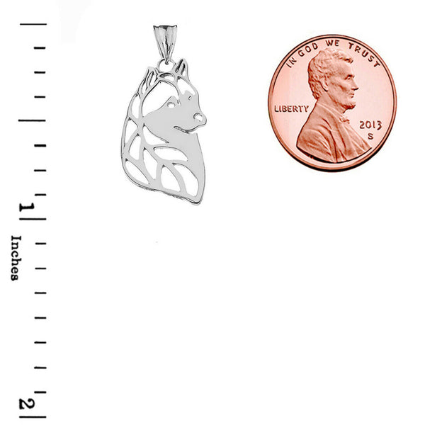 Sterling aSilver Alaskan Husky Cutout Silhouete Pendant Necklace