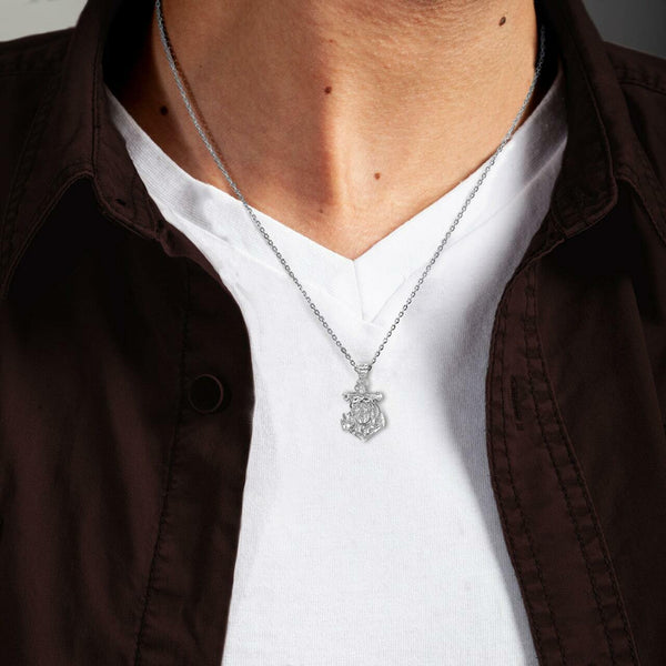 14k Solid Gold Jesus Face Anchor Pendant - Yellow, Rose, or White