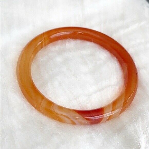 NEW Orange Red White Agate Bangle Inner Diameter 59 mm - Round Shape