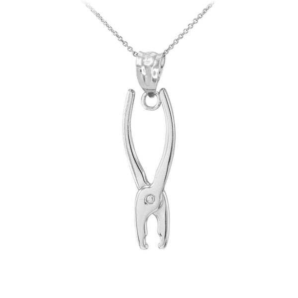 925 Sterling Silver Polished Pliers Pendant Necklace 16", 18", 20", 22"