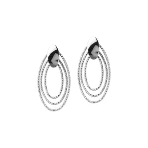 NWT 925 Sterling Silver Oval Plate 3 Dangle Texture Element Earrings