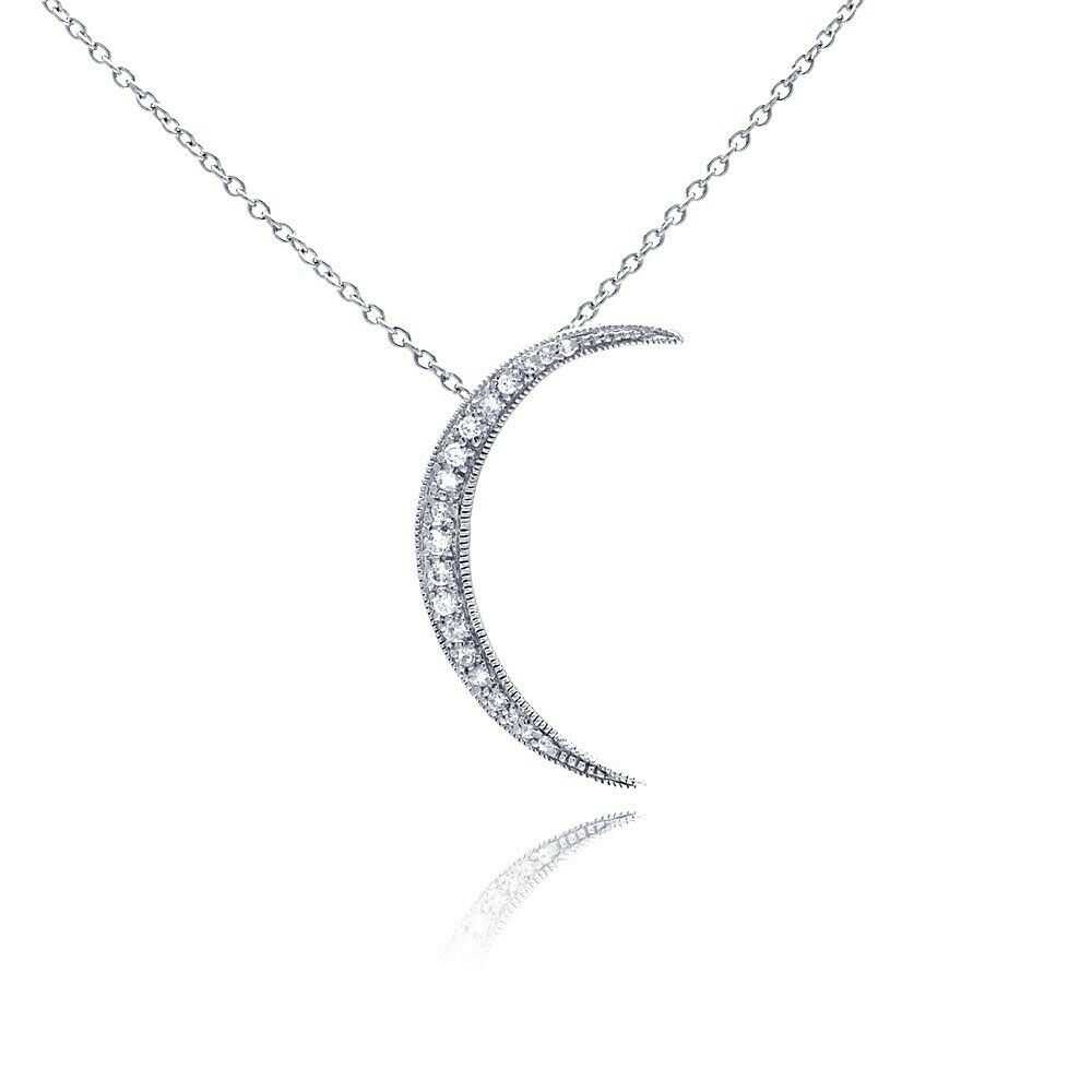 925 Sterling Silver Rhodium Plated Solar CZ Pendant Necklace 16"-18"