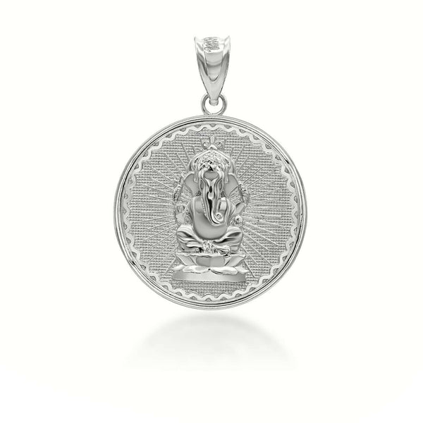 925 Sterling Silver Lord Ganesha Hindu Coin Pendant Necklace