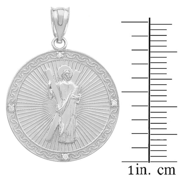Sterling Silver Saint Andrew of Assisi Circle Medallion Pendant Necklace M & S