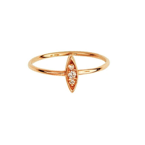 14K Solid Rose Gold Diamond Marquise Cluster Ring Size 6 7 8 - Minimalist