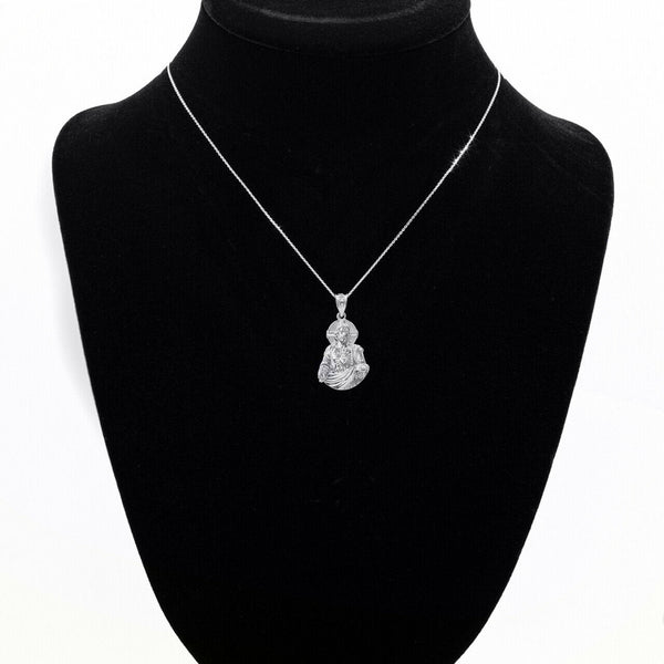 925 Sterling Silver 3D Jesus Christ Sacred Heart Big Pendant Necklace