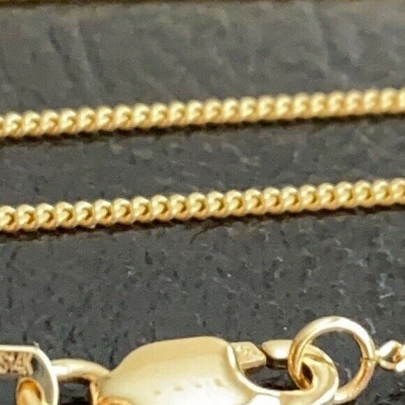 14 k Solid Yellow Real Gold 1.04 mm Curb Cuban Chain Necklace 16",18",20" 24"