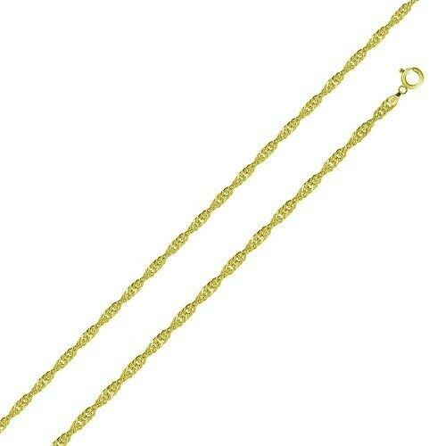 14k Gold Plated Sterling Silver Italy Italian TWISTED SINGAPORE Chain Necklace