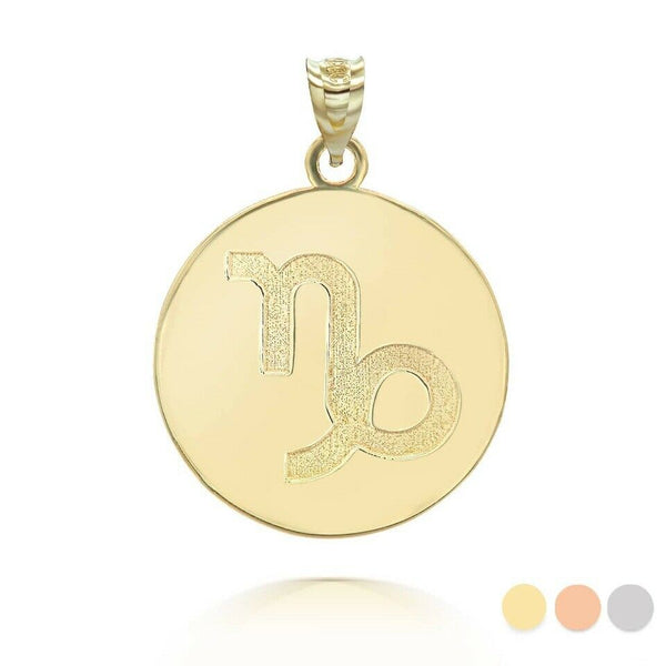 Personalized Name 10k 14k Solid Gold Zodiac Sign Capricorn Pendant Necklace