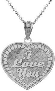 Personalized Engrave Name Silver Heart I Love You Pendant Necklace