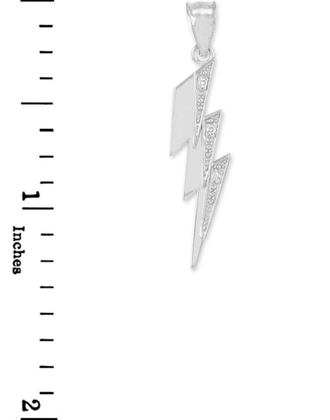 10k Solid Gold Diamond Thunderbolt symbolizes Power Authority Pendant Necklace