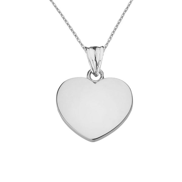 14k Solid White Gold Simple Small Heart Mini Pendant Necklace 16" 18" 20" 22"