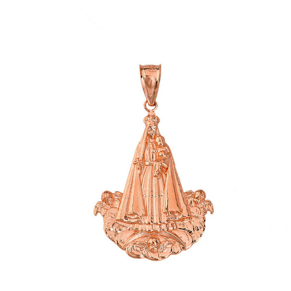 10K Solid Gold Virgen del Cobre (Medium, Large) Pendant Necklace