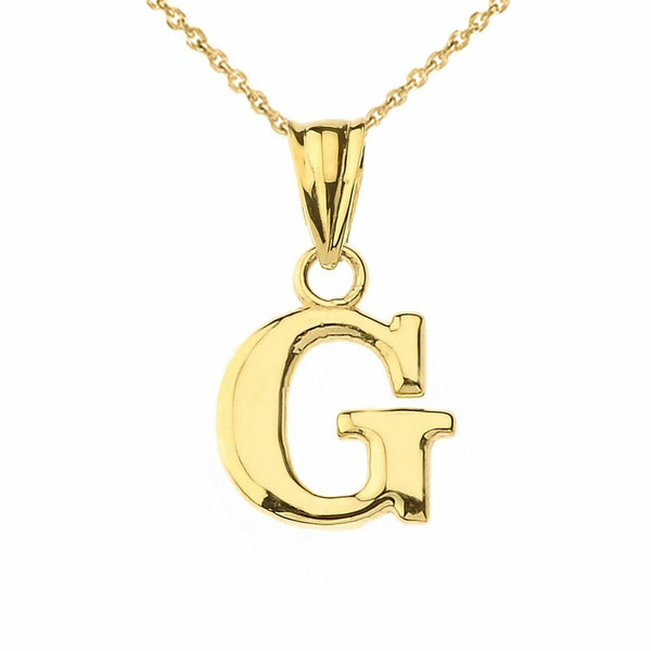 10k Solid Real Yellow Gold Small Mini Initial Letter G Pendant Necklace