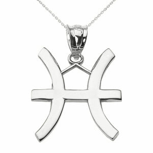 925 Sterling Silver Pisces March Zodiac Sign Pendant Necklace