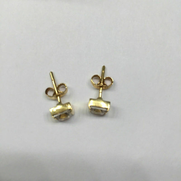 14K Solid Gold Small Square CZ Stud Post Earrings