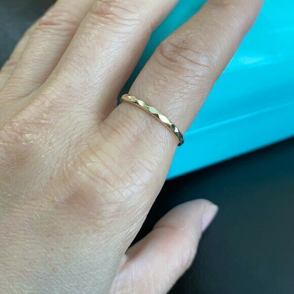 14k Solid Yellow Gold Hammered Knuckle Ring Any Size Thumb Band 1 2 3 4 5 6 7 8
