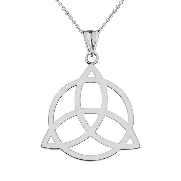 14k Solid Gold Trinity Knot Circle of Life Silhouette Pendant Necklace