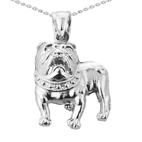 925 Sterling Silver Bulldog Pendant Necklace Charm Made in US 16" 18" 20" 22"