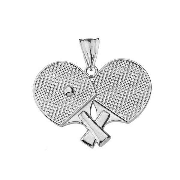 925 Sterling Silver Ping Pong Rackets Pendant Necklace
