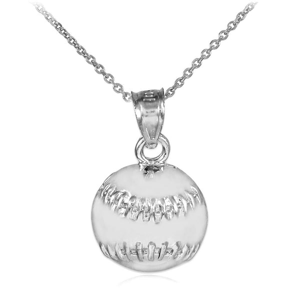 925 Silver Sterling Baseball/Softball Charm Sports Pendant Necklace Made in USA