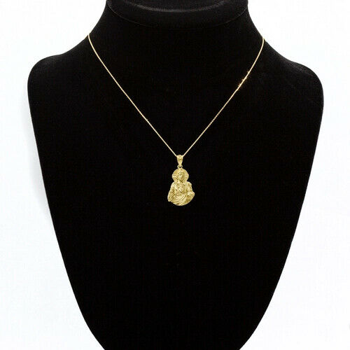 10k Solid Gold 3D Jesus Christ Sacred Heart Big Pendant Necklace