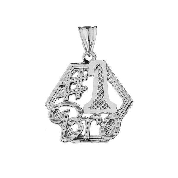 .925 Sterling Silver #1 Best Brother Pendant Necklace