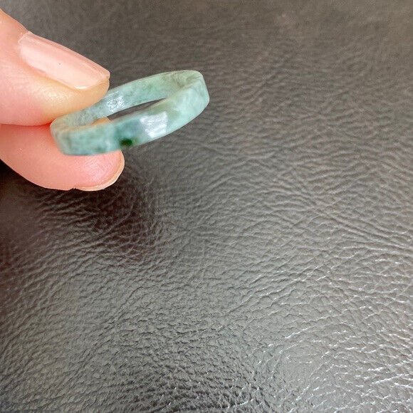 Flat Natual Jade Band Ring Size 6.5 - Unisex Width 3mm