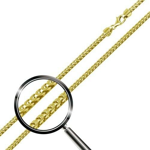 14k Yellow Gold Plated Sterling Silver Italian Italy Franco Chain necklace 2.2mm