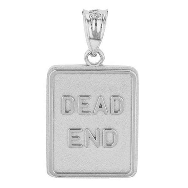 10K Solid Gold Dead End Traffic Sign Pendant Necklace - Yellow, Rose, or White