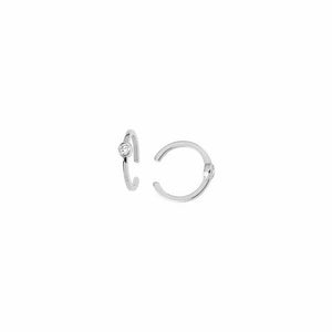 14K Solid Gold Diamond Ear Cuff Earrings - Minimalist White Gold