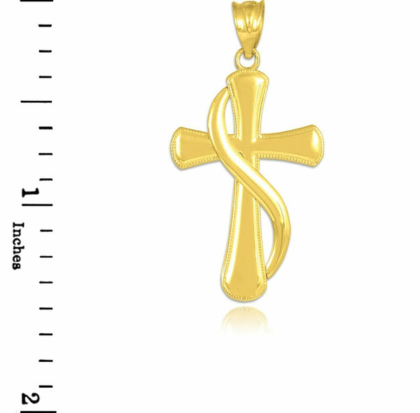 10k Solid Gold Holy Spirit Christian United Methodist Cross Pendant Necklace