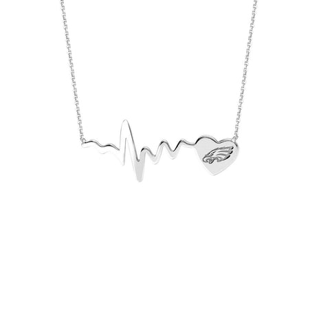 Philadelphia Eagles Heartbeat Heart Silver Necklace -Officially Licensed NFL