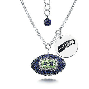 Licensed NFL Team Seattle Seahawks Football Pendant Necklace Sterling Silver